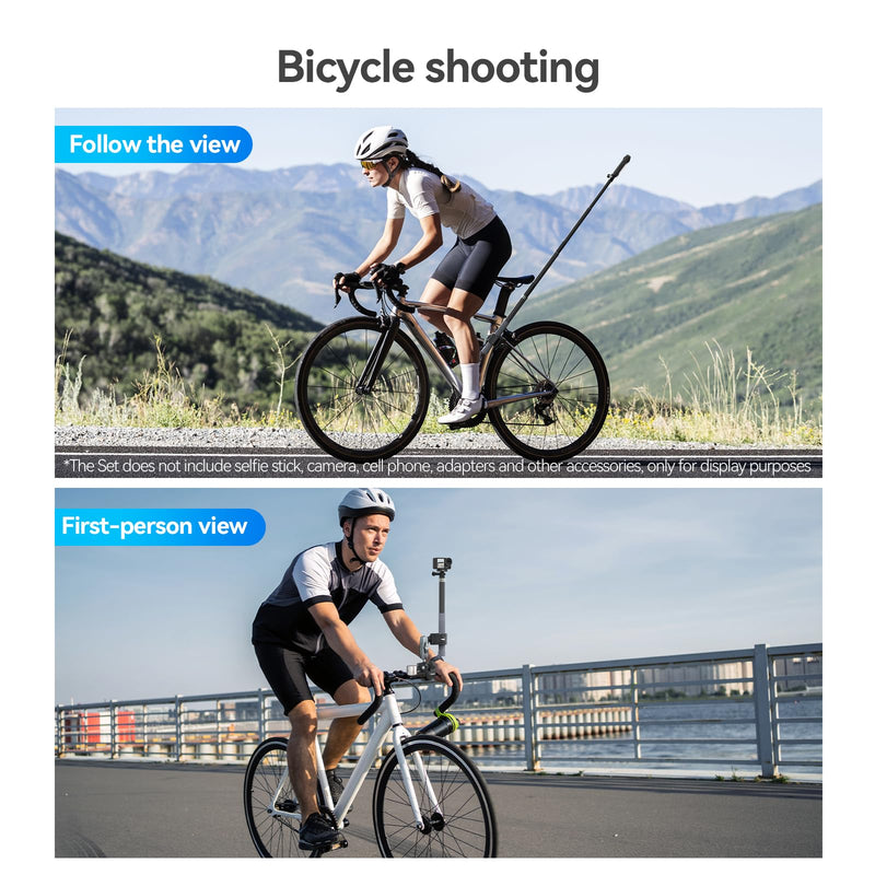 [AUSTRALIA] - TELESIN 360 Dual Ball Clamp Mount, Bike Bicycle Motorcycle Handlebar Stick Pole Mount Holder Accessories for DJI Osmo Action 6 /Osmo Nano/Osmo 360 /Osmo Action 5 Pro, Hero 13 12 11 10 9, Insta 360 X5 Metal Dual Ball 