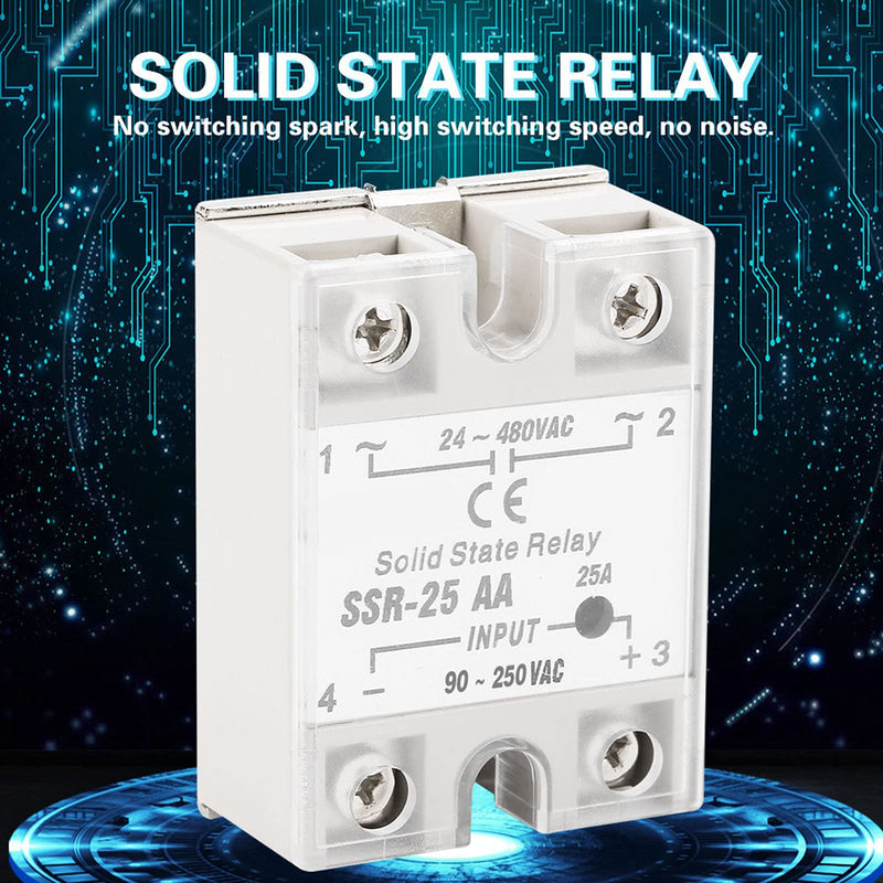 Solid State Relay, SSR-25, Distribution and Control Devices Relay AA 25A Solid State Relay Module (SSR AC Input 90-250V AC Output 24-480V AC)