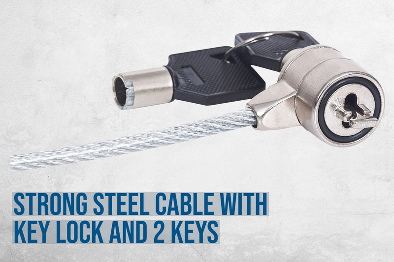 [AUSTRALIA] - Manhattan Laptop Lock - Key Lock, Silver, 4.6 ft Steel Cable, K-Slot Design, 2 Tubular Keys 1.4 m 
