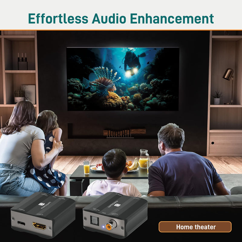 eARC/ARC HDMI to Optical/Coaxial Audio Extractor, eARC/ARC Audio Converter, Aluminum Case, Supports PCM2.0 Dolby5.1 DTS5.1 for TV Soundbar, Headphone, Amplifier, Home Theater, TAA Compliant