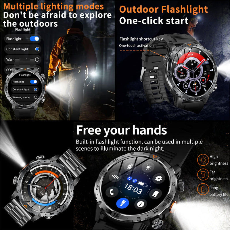 Smart Watch for Men,1.7" HD Touchscreen Fitness Tracker with Bluetooth Calling, Fitness Watch with Heart Rate/Sleep Monitor/100+ Sports, IP68 Waterproof Smartwatch for Android iOS (Silvery) Orange