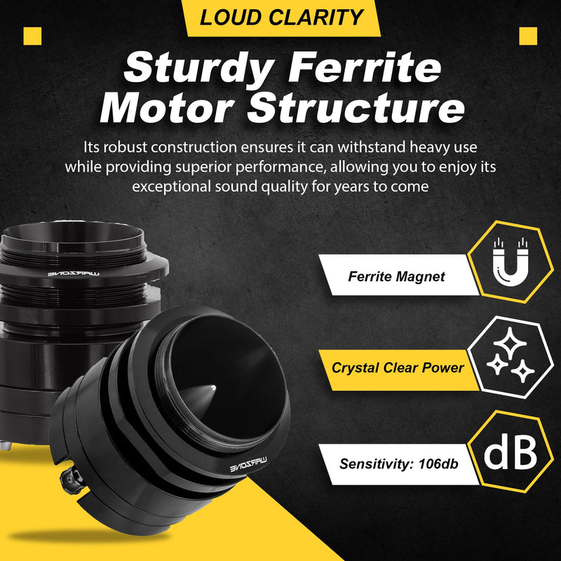 Warzone WZ45TW 1.7-Inch Super Tweeter Speaker, 4 Ohm, 1500W Max Power, 106dB Sensitivity, Titanium Diaphragm, CCAW Voice Coil for Pro Car Audio