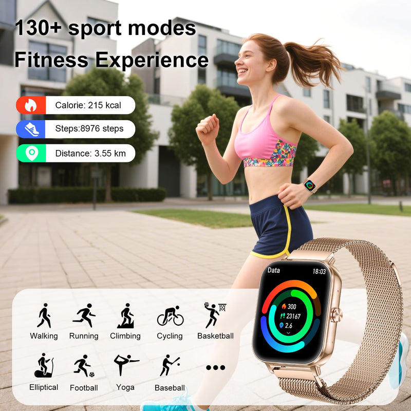 Smart Watches for Women, 1000mAh Battery lasts 20 days, 1.85"HD Smart Watch (Answer/Make Calls) Heart Rate/Sleep Monitoring, 130+ Sports Modes Activity Trackers, Fitness Watch for iOS Android