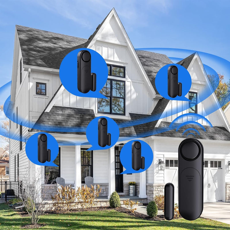 [AUSTRALIA] - 5-Pack Window Alarms for Home Security, 120dB Door and Window Open Sensor Chime for Kid Safety, Pool Safety, Sliding Door, DIY Protection, Easy Installation,Ideal for Home,Garage,Apartment,Black 