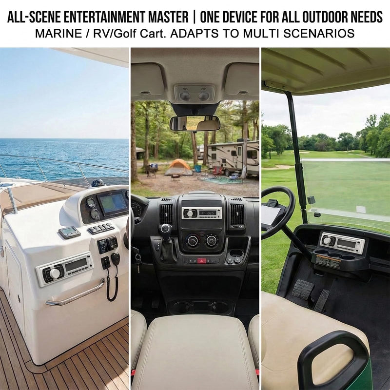 STUDIOFINIX Single Din Bluetooth 5.1 Marine Car Stereo Receiver, 240W Audio Head Unit with IR & APP Control, FM/AM Radio, Built-in Mic & EQ, USB/SD/AUX/MP3 for 12V Car Truck RV ATV UTV Boat(White) White