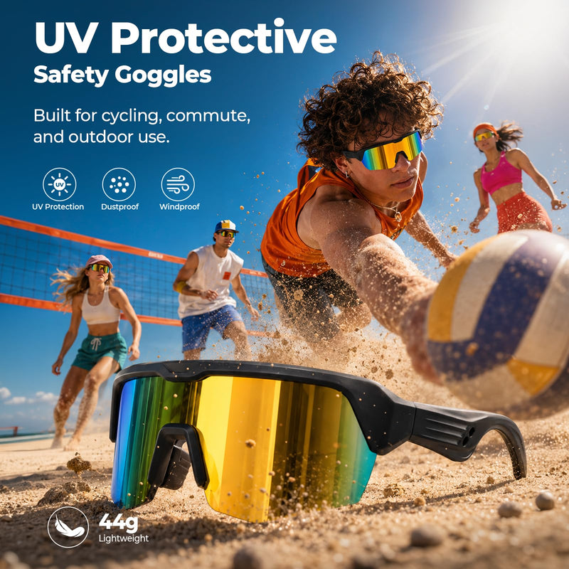 Bluetooth Cycling Glasses, Hands-Free Open-Ear Audio Sunglasses Yellow