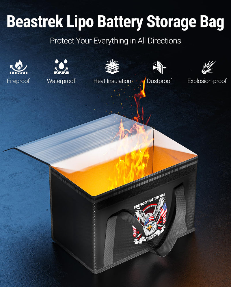 [AUSTRALIA] - 100AH LiFePO4 Lithium Battery Fireproof Bag,Large Capacity Explosion-proof Lipo Battery Safe Bag for Charging and Storage,Compatible with LiTime and LiPULS(14 * 9.4 * 7.8in) 14*9.4*7.8in 
