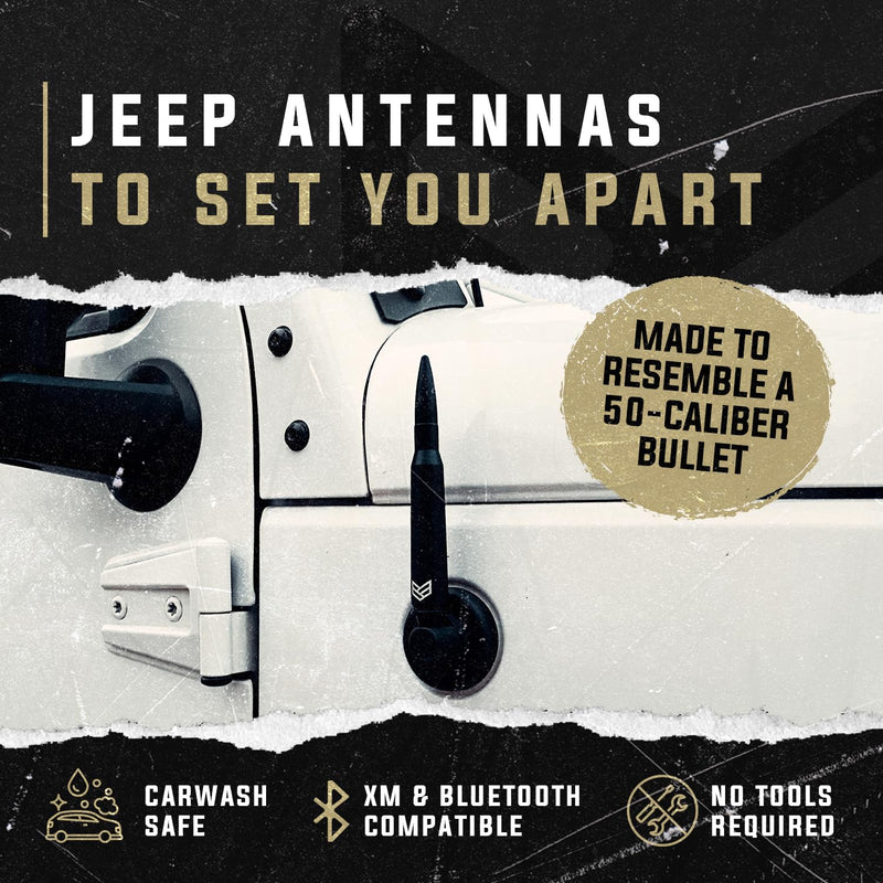 [AUSTRALIA] - RONIN FACTORY - 50 Cal Bullet Antenna for Jeep Wrangler Gladiator Sahara Rubicon, Jeep Wrangler Accessories, Jeep Gladiator Accessories, Replacement Radio Antenna (2007-2023 JK JL) Jeep Bullet Antenna 2007-2023 (Standard) 