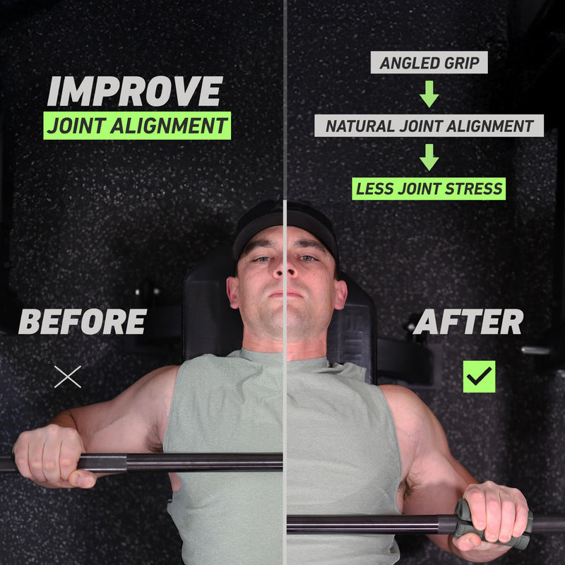 [AUSTRALIA] - N-Gage Grips – Patented Angled Barbell Thick Grips for Joint Support & Muscle Activation – Ergonomic Bar Attachments for Strength Training - Gym Accessories Manufactured in the USA (1 Pair) EZ (The Smaller Grips) 