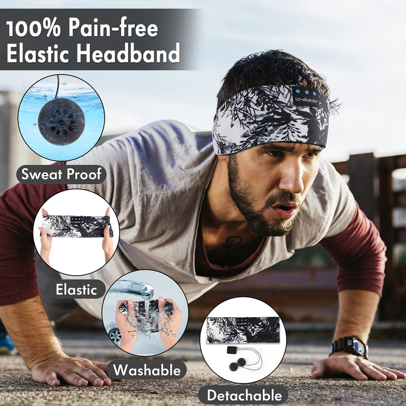 LC-dolida Sleep Headphones Bluetooth Headband Sleeping Cozy Band Wireless Headband