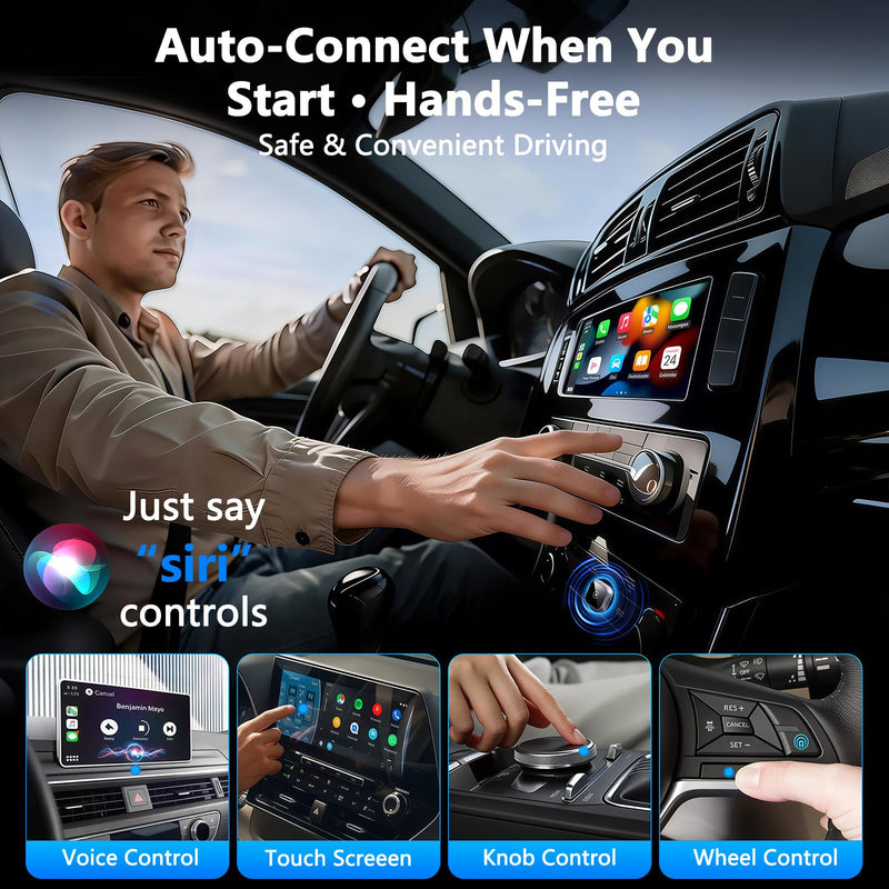 2025 Upgraded Wireless CarPlay Adapter for iPhone | Ultra-Mini Metal, Convert Wired to Wireless, Bluetooth 5.3 Fast Stable Connection, Plug & Play, 800+ Factory CarPlay Wired Cars, iOS 10+