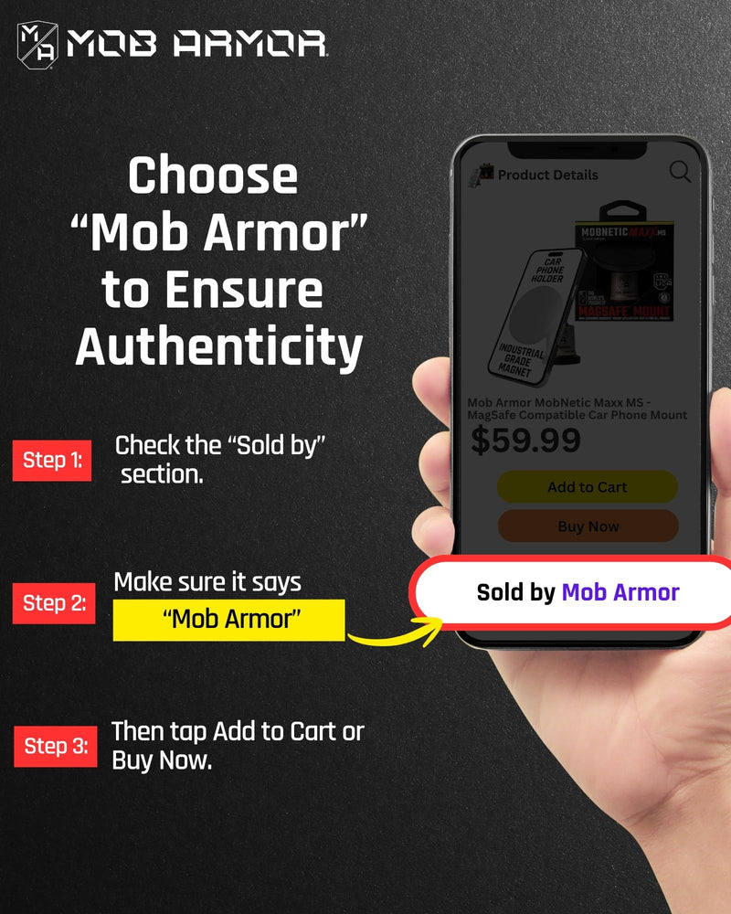 Mob Armor MobNetic Maxx MS MagSafe Phone Mount for Car, Black | Customized MagSafe Compatible, Personalized Mount, Heavy Duty Aluminum Metal, Works w/ iPhones & Androids