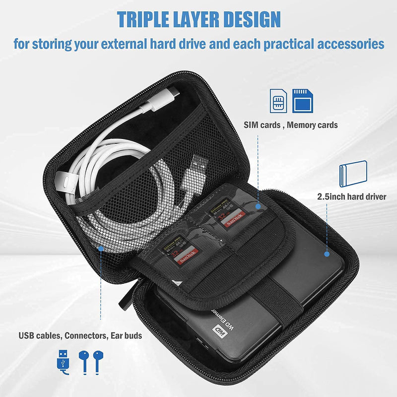 ProCase Portable Hard Drive Case Bundle with ProCase Carrying Case for Samsung T5 T3 SSD, Compact Hard Shockproof Carry Case