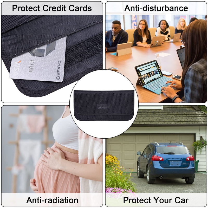 Faraday Bag, RFID Signal Blocking Bag Shielding Cage Pouch Wallet Case for Cell Phone Privacy Protection and Car Key FOB, Anti-Tracking, Anti-Spying Case Blocker - Black Black (7.5 x 3.5) 7.5 x 3.5 inches