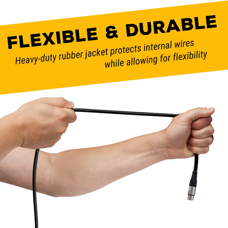 GLS Audio 6ft Patch Cable Cords - XLR Male to XLR Female Black Cables - 6' Balanced Snake Cord - Pack of 6 6 Ft.