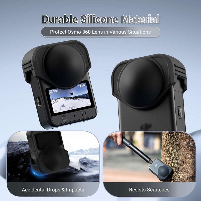[AUSTRALIA] - JJC Lens Cover for DJI Osmo 360, Silicone Cover Compatible with Osmo360 LensProtector, Protective Rubber Cap Protect Front & Rear Lens from Crack Bumps Dust Scratch When Not Using Large-Compatible with Lens Guard 