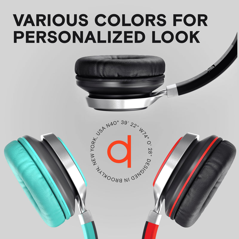 [AUSTRALIA] - Artix CL750 Wired Headphones with Mic & Volume Control — Noise Isolating Computer Headphones Wired, On-Ear Headphones with Wire, Plug In Headphones for Laptop, Corded Headphone Over Ear Aux Jack 3.5mm Turquoise 