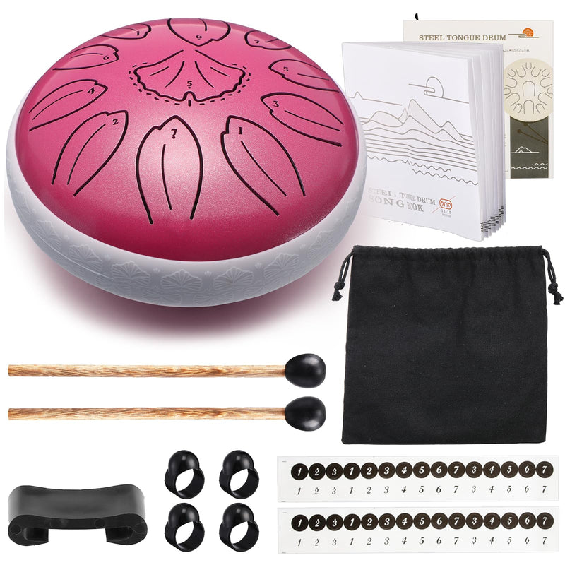 [AUSTRALIA] - Steel Tongue Drum Percussion, 6 Inch 11 Notes Musical Instruments, Music Gifts for Family Friends (Pink) Pink 