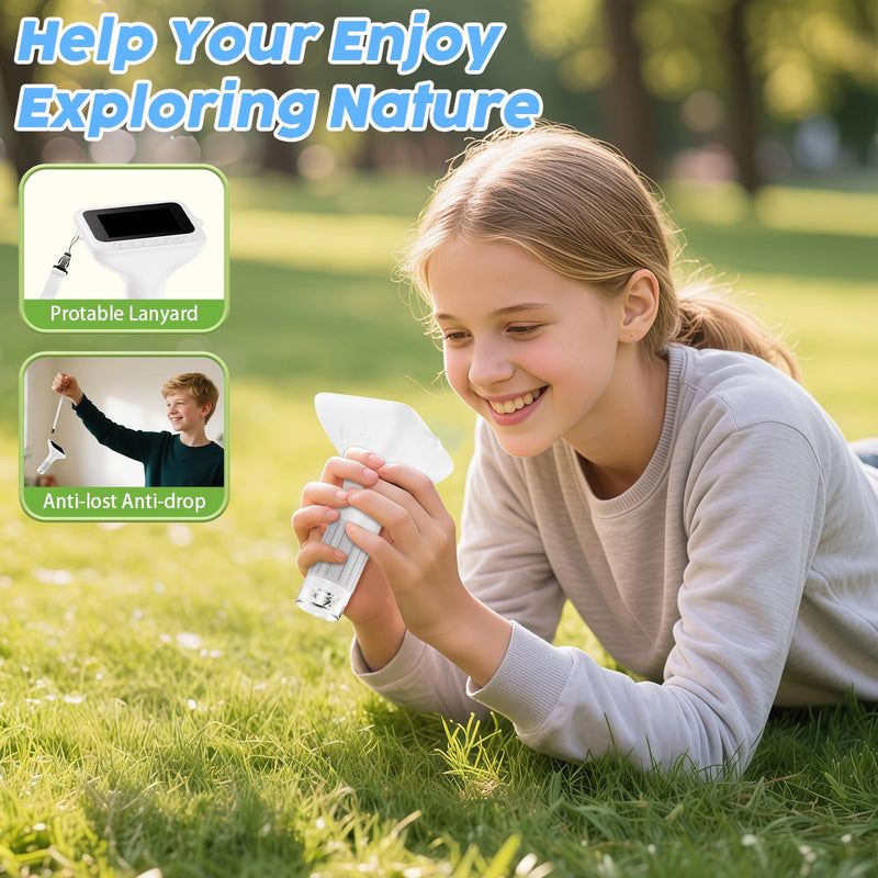 [AUSTRALIA] - 1000X Handheld Digital Kids Microscope with 3.0" IPS Screen, USB-Powered STEM Educational Science Toy with 8 LED Lights & Photo/Video Capture, Portable Learning Gift for Boys & Girls White 