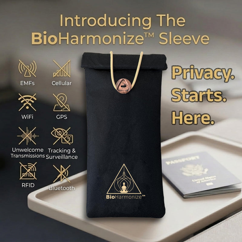 BioHarmonize EMF Protection Cell Phone Sleeve - EMF Blocker Pouch for Radiation Shielding, Digital Detox, Disconnect, Sleep & Privacy | Multi-Layer Faraday Fabric + Quantum Harmonizing Technology