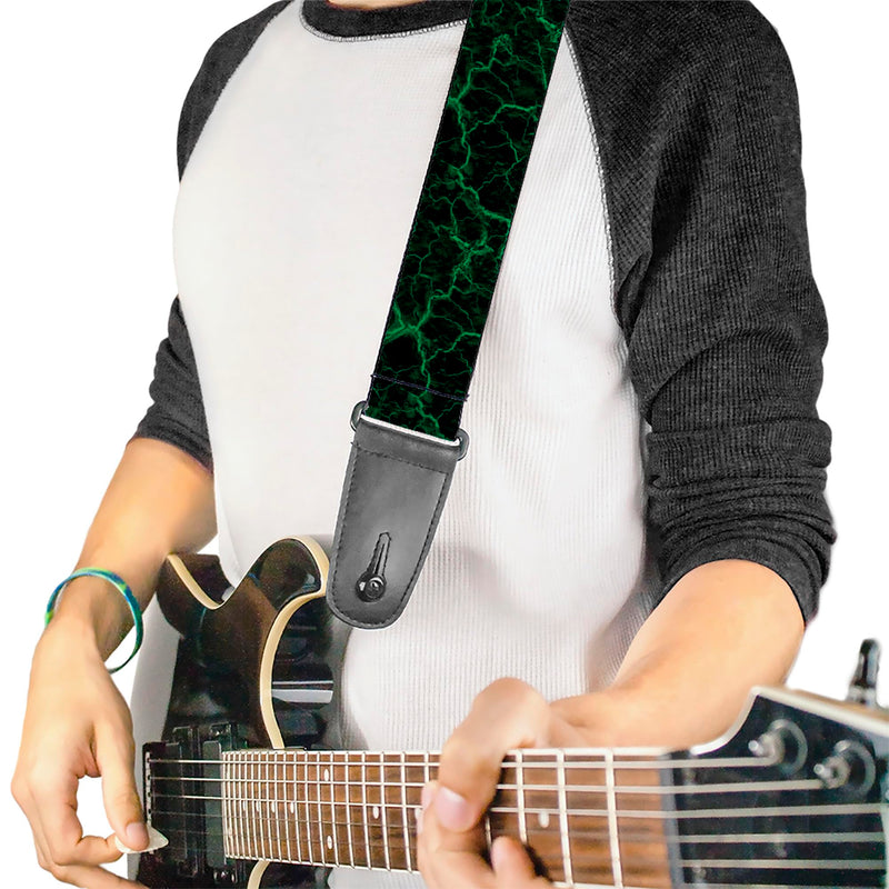 Buckle-Down Marble Black Baby Green, Acoustic, Bass, Electric Guitar Strap, 2 Inches Wide and Adjustable