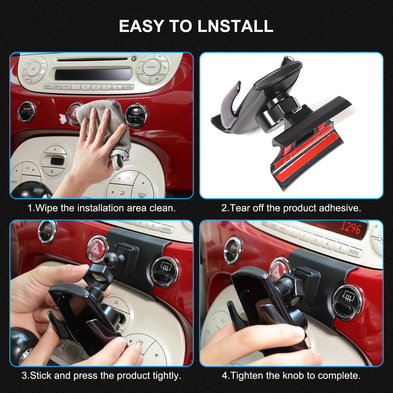 Car Center Console Cell Phone Holder Compatible with Fiat 500 2016-2023 Center Console Air Vent Under Phone Holder Adjustable 360 Rotation Vent Clip Fits for All Smartphones (Style D) Style D
