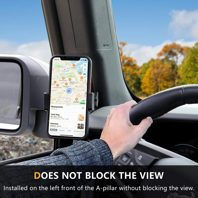 Dash Phone Mount Holder Driver Side Compatible with 2021 2022 2023 2024 2025 2026 Ford Bronco 2/4 Door Interior Accessories Dashboard Cell Phone Stand 360° Adjustable Aluminum Alloy