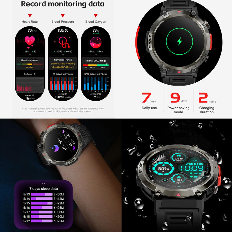 1.45" Smart Watch for Men Women (Make/Answer Call), 2024 New Mens Smartwatches, Hands-Free Calling & LED, Fitness Tracker Smartwatch for Android iPhones, Digital Watches Step Counter, 3 Straps (Brown) Brown