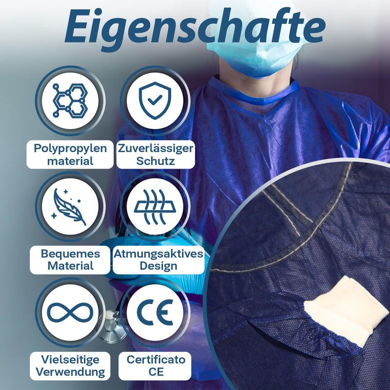 [AUSTRALIA] - BORNOVA - Protective gown, work coat, disposable apron, fleece, sterile (25 GSM, 10) 25 GSM 