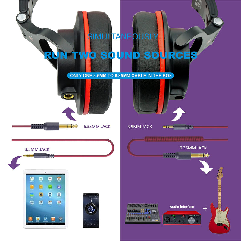 [AUSTRALIA] - Prosonic DJ2G Over Ear Headphone, Wired Bass Headset with 40mm Driver, Foldable Lightweight Headphones with Shareport and Mic for Recording Monitoring Mixing Podcast Guitar PC TV (Black Grey) Black Grey 