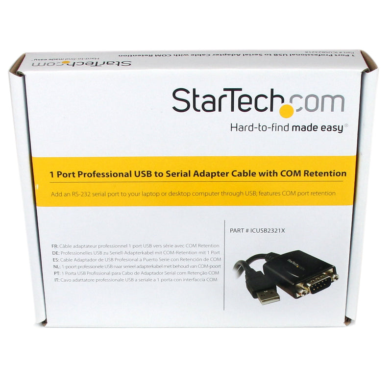 StarTech.com USB to Serial Adapter - 1 Port - COM Port Retention - Texas Instruments TIUSB3410 - USB to RS232 Adapter Cable (ICUSB2321X),Black