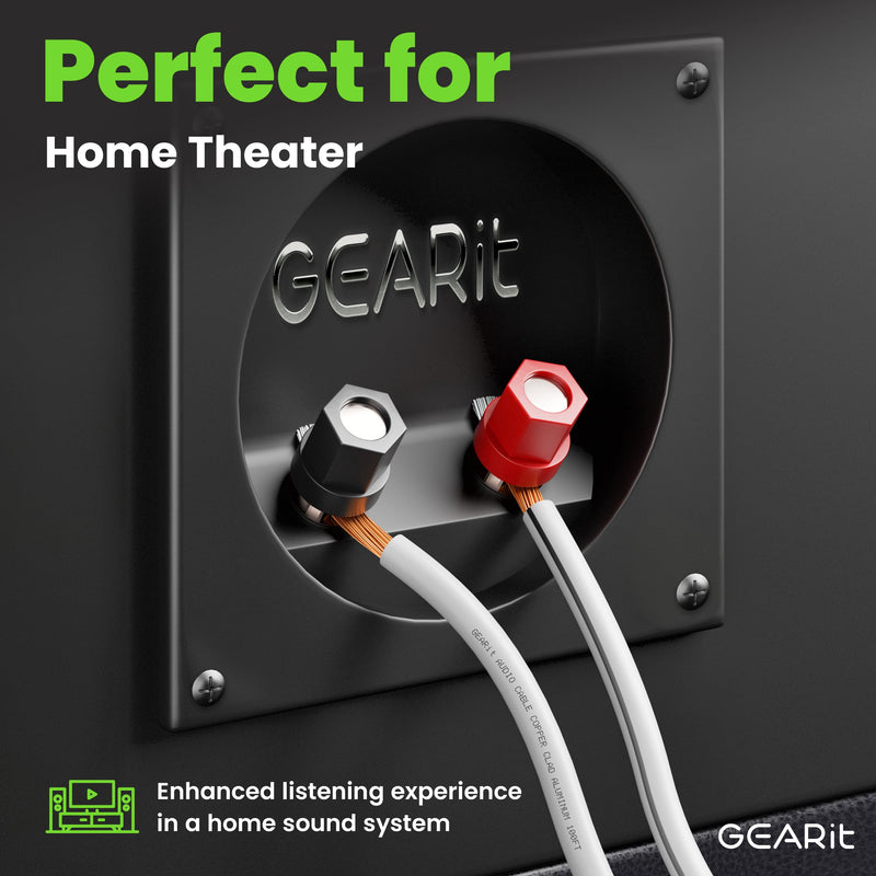 14AWG Speaker Wire, GearIT Pro Series 14 AWG Gauge Speaker Wire Cable (50 Feet / 15.24 Meters) Great Use for Home Theater Speakers and Car Speakers White 50 Feet