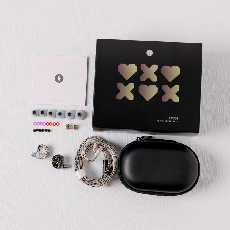 Linsoul SIMGOT EW300 1DD+1Planar+1PZT Hybrid Driver IEMs, Standard Edition | HiFi Wired Earbuds, Gaming Earbuds with Detachable Nozzles, Silver-Plated OFC In Ear Monitor Cable for Audiophile Musician EW300 Standard