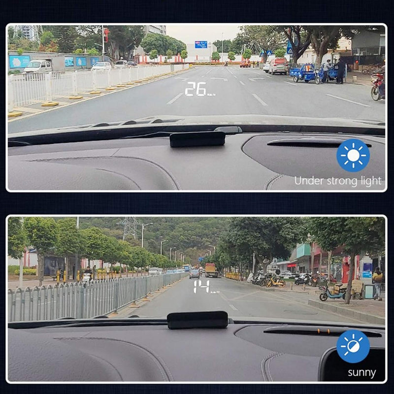 OBD2 Head Up Display HUD Windshield Projector, 12V Car Speedometer with Multi‑Function Gauge, Alarm for Overspeed Water Temp Voltage & Fatigue Driving Reminder Universal for Most Petrol Vehicles