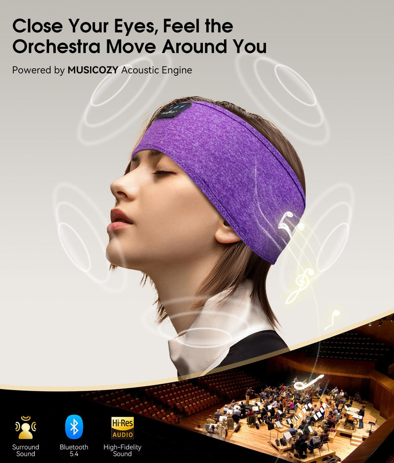 MUSICOZY Sleep Headphones Bluetooth Headband Sleeping Headphones Eye Mask, Wireless Music Sleep Earbuds Earphones for Side Sleepers Men Women Travel Cool Tech Gadgets Unique Gifts, Pack of 2