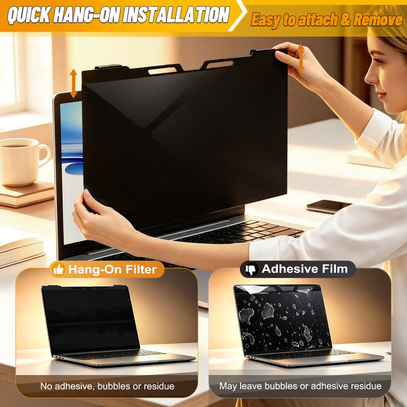 14 Inch Hanging Laptop Privacy Screen, Blue Light Filter, Anti-Glare | Hanging Laptop Privacy Screen With Anti-Glare And Eye Protection For 14" 16:9 & 16:10 Laptops. 14 Inch