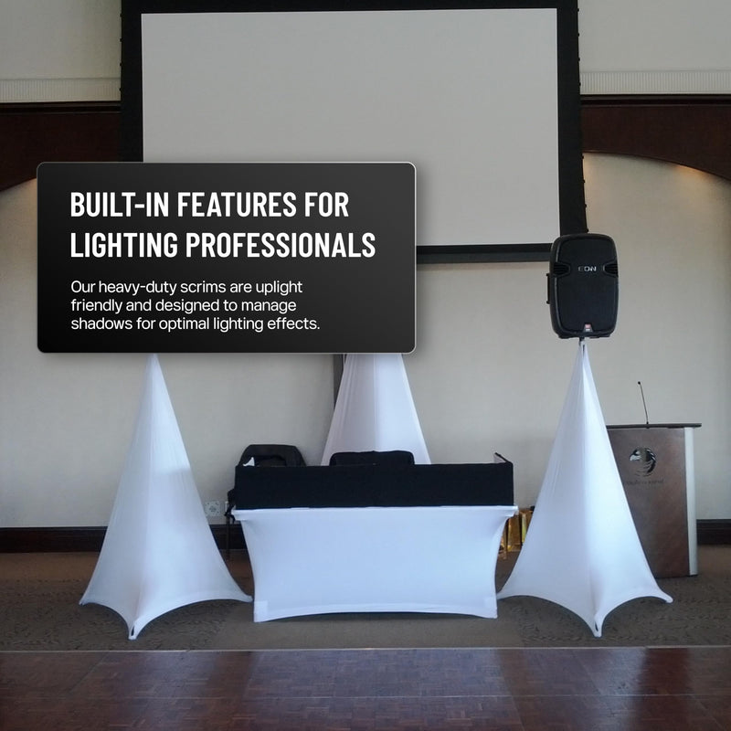 Tripod Lighting Stand Scrim with Open Back & Free Carry Bag for Event Lighting Outdoor, Concerts & Indoor Party Lights - Two-Sided, Heavy Duty, Flame Retardant & Wrinkle Free - White