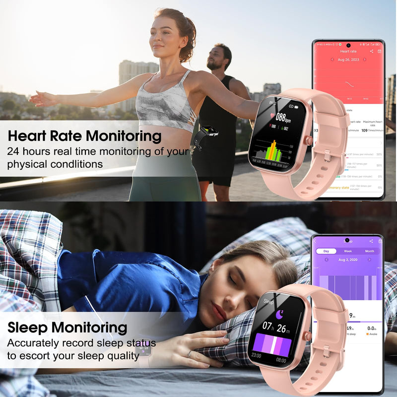 Csasan Smart Watch for Men Women(Answer/Make Call), 1.91" HD Screen Smartwatch Heart Rate/Sleep/Steps Monitor, Pink