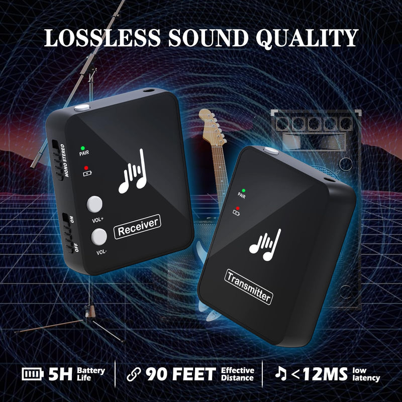 WP10 Wireless in Ear Monitor System, 2.4G Stereo Wireless IEM System with Transmitter Beltpack Receiver Automatic Pairing, Ideal for Studio, Band Rehearsal, Live Performance