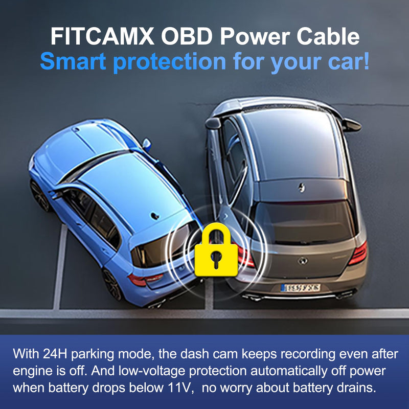 FITCAMX OBD Cable Dash Cams, Upgrade Parking Monitoring, Hardwire Wire Kit Accessories