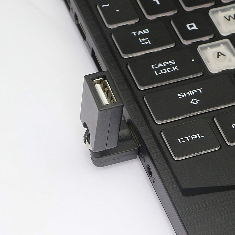 GELRHONR Swivel USB Adapter, Rotatable USB 2.0 Type A Male to Type A Female Extension Connector 360 Degree Rotation Adjustable Right Angle Extension Adapter Converter(Black- 2 Pack)