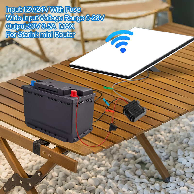 [AUSTRALIA] - Starlink Mini Power Supply Starlink Mini 12V Adapter 12V/24V to 30V 3.5A, Waterproof DC Step Up Converter with Female Plug 9-28V Input for RV/Off-Grid/Marine, Starlink Mini Accessories 