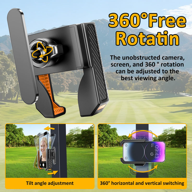 Falafa Magnetic Golf Cart Phone Holder, Universal Phone Mount 2-Pack | 360° Rotatable Magnetic Mount Fits EZGO, Club Car & Yamaha Carts, Compatible with iPhone, Galaxy, Google Pixel & More Orange-2 Pack