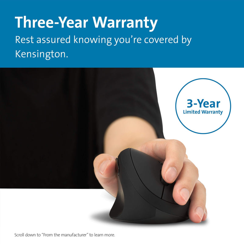 Kensington Pro Fit Left-Handed Ergo Wireless Mouse (K79810WW), Black