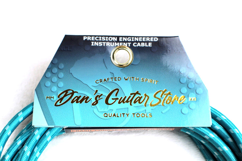 Dan's Guitar Store Instrument Cable (4.5m / 14ft Inline/Right-angle) 1/4 Jack 21AWG OFC 18k gold connector Self-silencing Precision Instrument Cable 4.5 Metre / 14 ft Inline / Right Angle