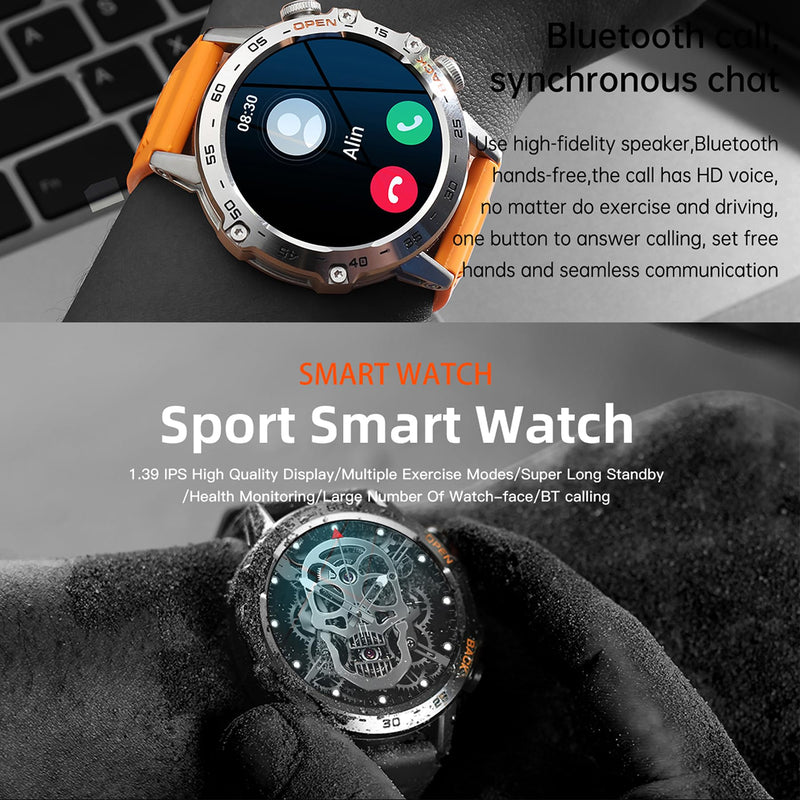 Military Smart Watch for Men(Make/Answer Call), 1.39" HD Bluetooth Tactical Fitness Tracker Smartwatch for Android iOS Phones, Outdoor 5ATM Waterproof Digital Watches Step Counter, 3 Straps (Silver) Silver