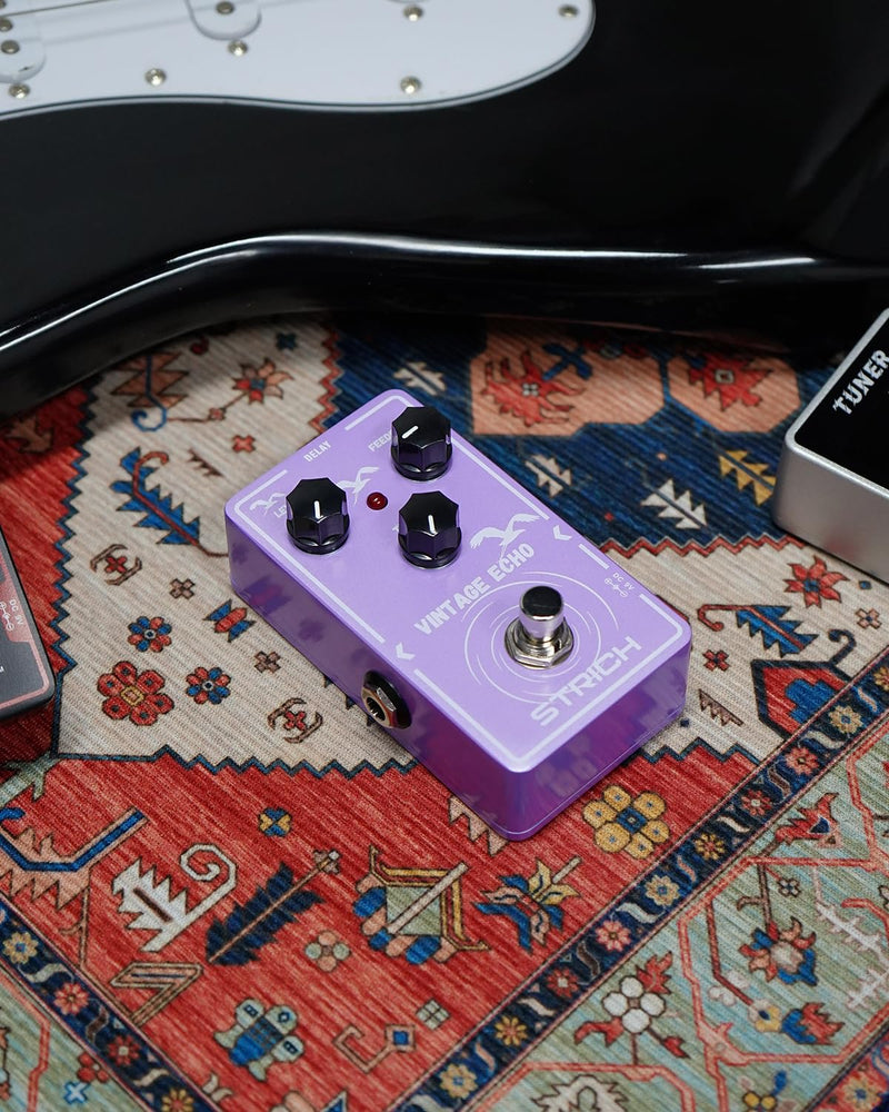 STRICH Delay Guitar Pedal, Analog Delay Guitar Effect Pedal Vintage, True Bypass for Electric Guitar, VINTAGE ECHO, Light Purple Light Purple Delay