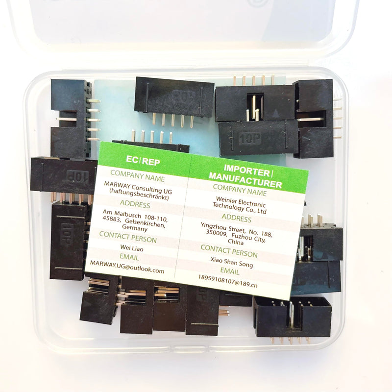 20 Pieces IDC 2 * 5 Double Row 2.54 mm Pitch JTAG ISP 10-Pin Straight Pin in-line Box Header Connector Adapter Cable Male Socket Terminal for PCB Electronic Equipment Projects. 2.54 mm Male Socket Terminal