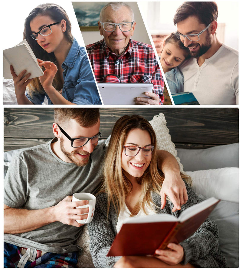 Reading Glasses 1.5 Oversized Large Square Men Readers 4 Pack,Lightweight Cheaters Glasses W/Comfortable Spring Hinges 4 Mix Color 1.5 x