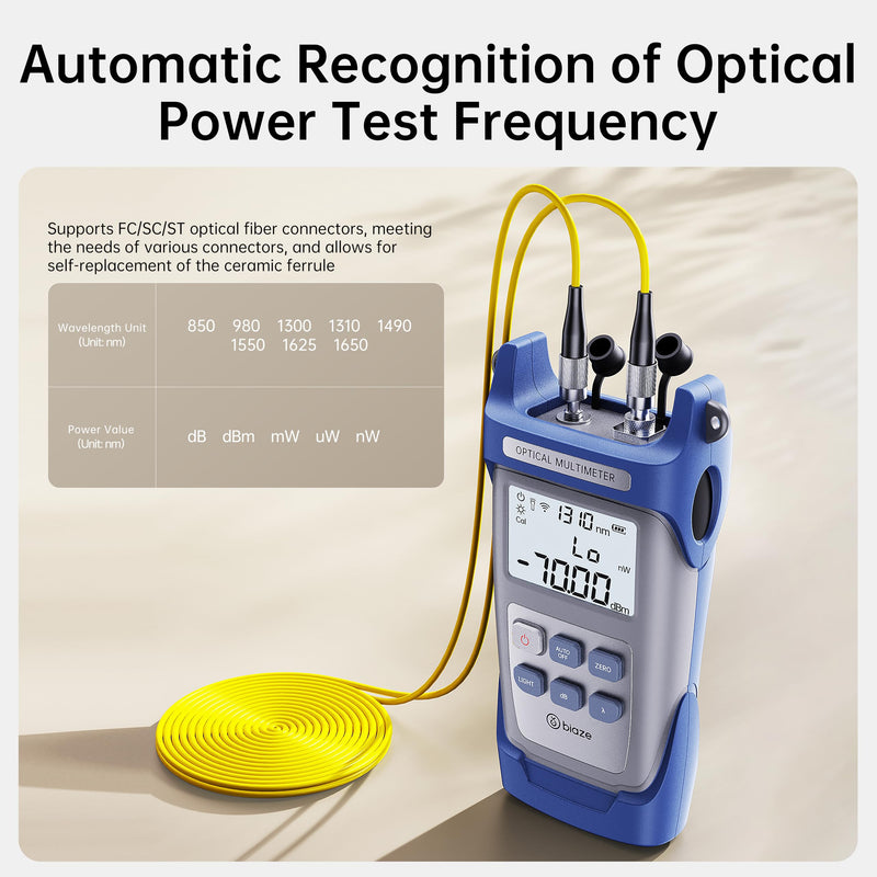 10mW Fiber Optical Power Meter & Visual Fault Locator Combo, 10km Red Light Source with FC/SC/ST Adapters for Fiber Optic Cable Loss Testing